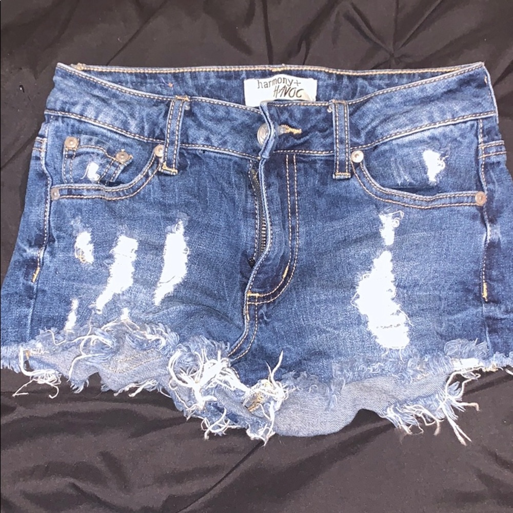 Destroyed cut off jean shorts